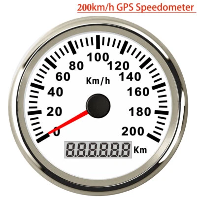85mm/3-3/8" 200kph Gps Speedometer For Car Marine Odometer Red Backlight 9-32vdc - Image 1 of 4