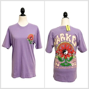 Market Purple Breathwork Mushroom Flower Print Short Sleeve T Shirt NWT Small - Picture 1 of 7