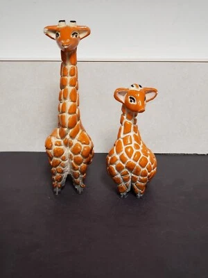 VTG Pair Artesania Rinconada Orange Clay Giraffes Figurines - Handmade - Uruguay - Image 1 of 4
