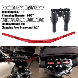 Manillar rojo estilo club de 1 1/2" 6" + 1" de alto manillar elevador para Harley Softail - Imagen 1 de 12