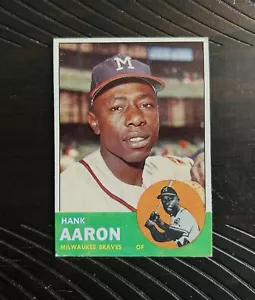 1963 Topps #390 Hank Aaron Milwaukee Braves HOF MLB - Picture 1 of 2