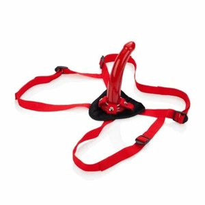 Red Rider Beginner Strap-on Harness + Slim Slender Anal G-spot Dong Dildo SexToy - Picture 1 of 12