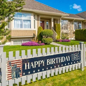 Happy Birthday USA Banner Yard Sign Independence Day Backdrop 4th of July... - Picture 1 of 5