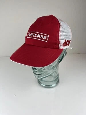 Boné de beisebol Craftsman vermelho branco ACE caminhoneiro malha traseira Snapback - Imagem 1 de 4