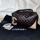 Chanel Quilted Cambon Ligne Bowler Brown Lambskin