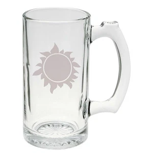 Hot Burning Sun Hand Etched Mug 25 oz Beer Stein Glass Cup - Picture 1 of 1