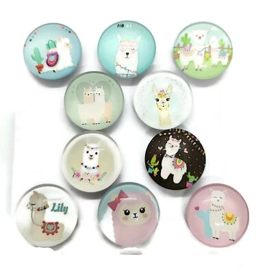LLAMA Animal Glass Magnet Set - 10pc Handmade Decorative Memo Board Refrigerator - Image 1 of 2