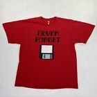 Never Forget T-Shirt Floppy Disc Retro Media Red Short Sleeve Alstyle Mens XL