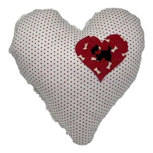 NEU Handarbeit Scottie Hund Valentinstag Herz Decke Kissen Vintage Chenille - Bild 1 von 7