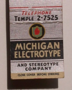 1940s Michigan Electrotype Stereo Detroit MI Wayne Co Matchbook - Picture 1 of 1