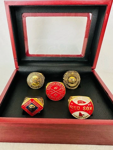 5 PCS Red Sox World Series Babe Ruth Championship Ring Set W Box, 🇺🇸 SHIP Cover