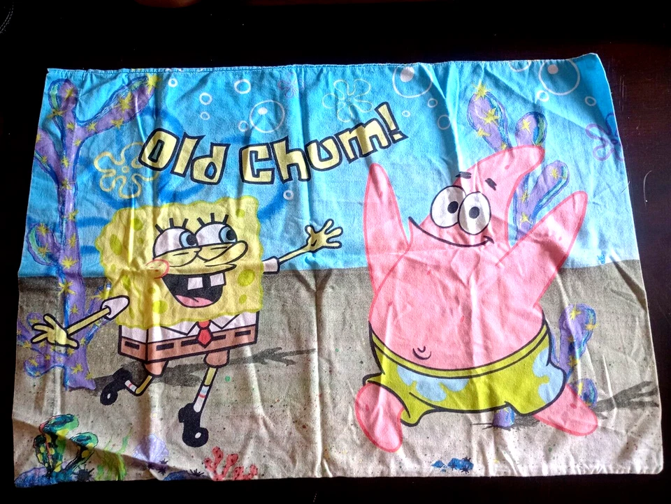 SpongeBob & Patrick "Old Chum Best Friends " Pillowcase Nickelodeon  - Image 1 of 2
