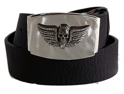 WASHED UP HOLLYWOOD 1.5" CRYSTAL SKULL #076SV SILVER WITH PLATE BELT BUCKLE ONLY - Image 1 of 4