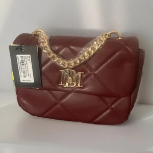 Purse Bag Pink Red Quilted NWT Women's Badgley Mischka Gold Chain Crossbody  - Picture 1 of 8
