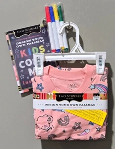 FAO SCHWARZ Girls' Size 6 Design Color Your Own Pajamas 2 Piece Long Sleeve Set - Picture 1 of 7