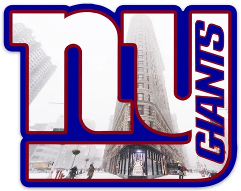 New York Giants Times Square Skyline Logo Name Type NFL Football Die-Cut MAGNET Cover