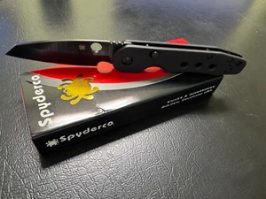 Spyderco Smock CPM-CruWear TiCN Black Blade Black Aluminum Handles C240BKALBKCWP - Picture 1 of 6