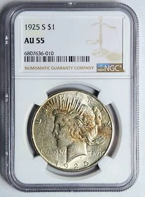1925 S Peace Dollar NGC AU-55 - Image 1 of 2