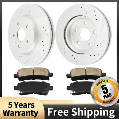 Rear Drilled Disc Rotors Brake Pad For Cadillac XTS Buick Regal Chevrolet Impala - Image 1 of 4