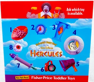 McDonalds Walt Disney Hercules Happy Meal Toys Vtg Translite Ad Sign Menu Poster - Picture 1 of 3