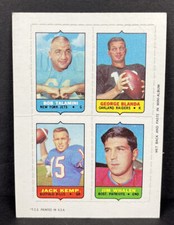 1969 Topps Four-In-One Inserts George Blanda Jack Kemp Talamini Whalen VG+
