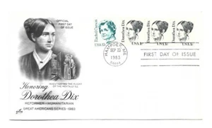 1844 1c Dorothea Dix ArtCraft strip of 3, FDC - Picture 1 of 1