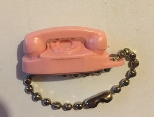 Vintage Princess Miniature Rotary Phone Telephone Doll Size Pink Keychain Toy - Picture 1 of 3