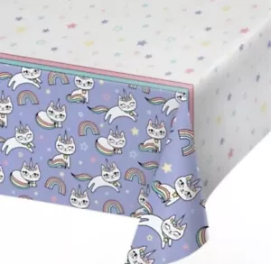 Sassy Caticorn Paper Tablecloth 54" x 102" Cat Party Tableware Supplies - Picture 1 of 1