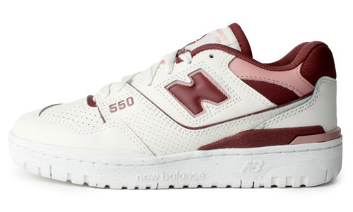 NEW BALANCE 550 Casual Women Sneaker Shoes size 8.5 White Burgundy FAST SHIPPING