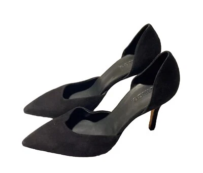 Vince All Leather Upper Suede Black Pointed Toe Heels Women Shoes 9M Made Italy - Image 1 of 4