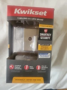 Kwikset Downtown Square Single Cylinder Deadbolt SmartKey Satin Nickel 92580-018 - Picture 1 of 6