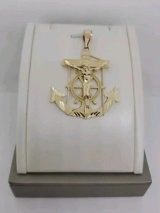 Jesus Christ Anchor Pendant 10k Gold 8.4 Grams 1.75" Total Length - Picture 1 of 9
