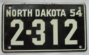 1954 North Dakota Wheaties 54 Miniature Cereal Bicycle License Plate 2-312 ND - Picture 1 of 2