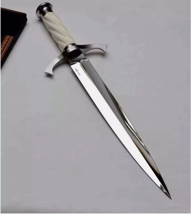 Cuchillo Bowie de acero D2 hoja fija hecho a mano personalizado funda de daga caza con Foto 1 de 1