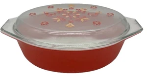 Pyrex Friendship Auflaufform 2,5 Quart rot gelb Vogel Vintage - Bild 1 von 10