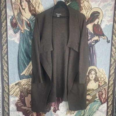 Chelsea & Theodore 100% Cashmere Vest Longline Cardigan Draped Size L Brown - Image 1 of 4