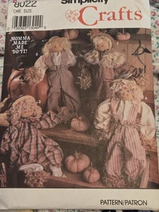 Simplicity 8022 Vogelscheuche Puppenkleidung Muster ungeschnitten - Bild 1 von 3