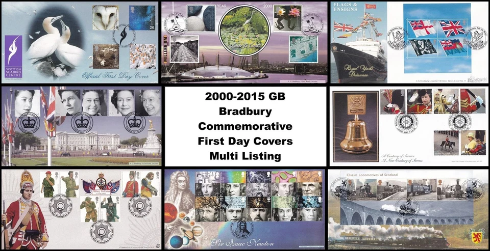 Cubiertas conmemorativas del primer día FDC Bradbury 2000-2015 GB - Anuncio múltiple Foto 1 de 1