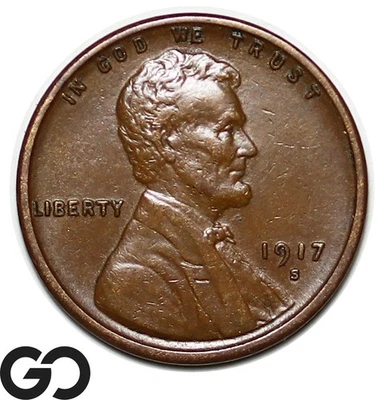 1917-S Lincoln Cent Wheat Penny, Choice AU++ - Image 1 of 3