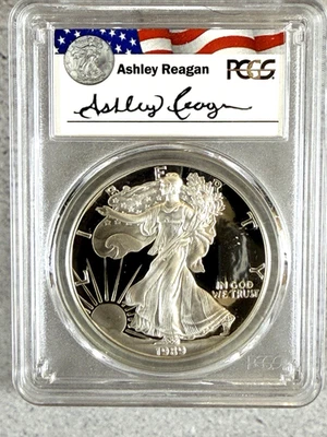 1989-S American Silver Eagle Ashley Reagan Signed PR69 DCAM PCGS #8G14 - Image 1 of 2