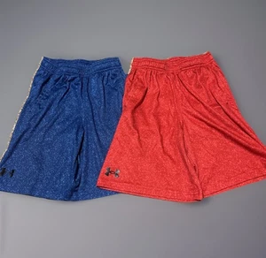 Pair Of Red And Blue Youth Under Armour Shorts, Size YMD, - Picture 1 of 5