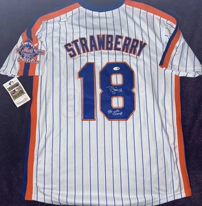 Darryl Strawberry Signed 25th Ann Patch WS Mets Jersey Mitchell And Ness JSA COA - Picture 1 of 6