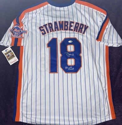 Darryl Strawberry Signed 25th Ann Patch WS Mets Jersey Mitchell And Ness JSA COA - Image 1 of 4