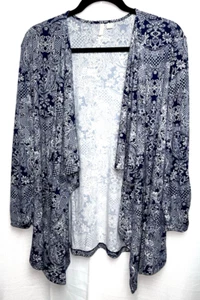 Cato Damen Paisley vorne offen Stretch Polyester Strickjacke Gr. 18/20 blau weiß - Bild 1 von 6