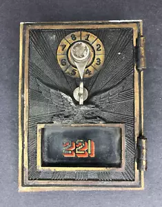 Antique U.S. Post Office Mail Box Door #221 Flying Eagle Brass Combination Lock - Picture 1 of 3