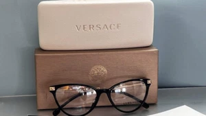 Anteojos Versace MOD 3261-A GB1 ojo de gato marco negro $350 nuevos en caja #21 - Imagen 1 de 7