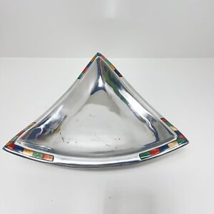 Mikasa Carnival Triangular Bowl DPK01-738 Silver Center Piece Dish Tray 