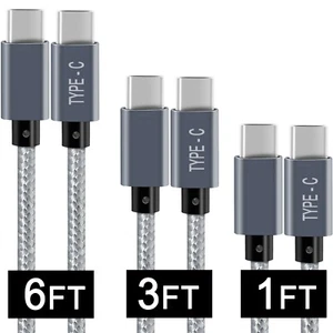 PACK of 3 - (USB-C to USB-C) Cable Male Type-C Cable Cord Fast Charger Charging - Picture 1 of 10