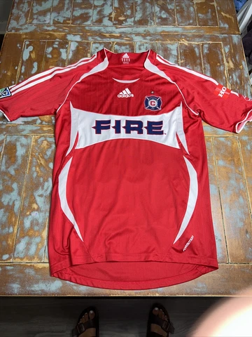 adidas chicago fire jersey mls authentic mens medium red /white Autographed Cover