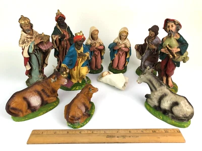 Belén Vintage 11 Piezas Figuras Animales Composición Italia Foto 1 de 4